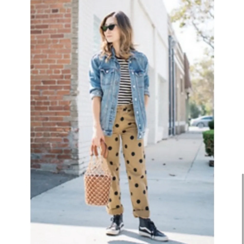 J.Crew Size 6 Chino Polka Dot Tan Khaki Pants - Picture 3 of 10